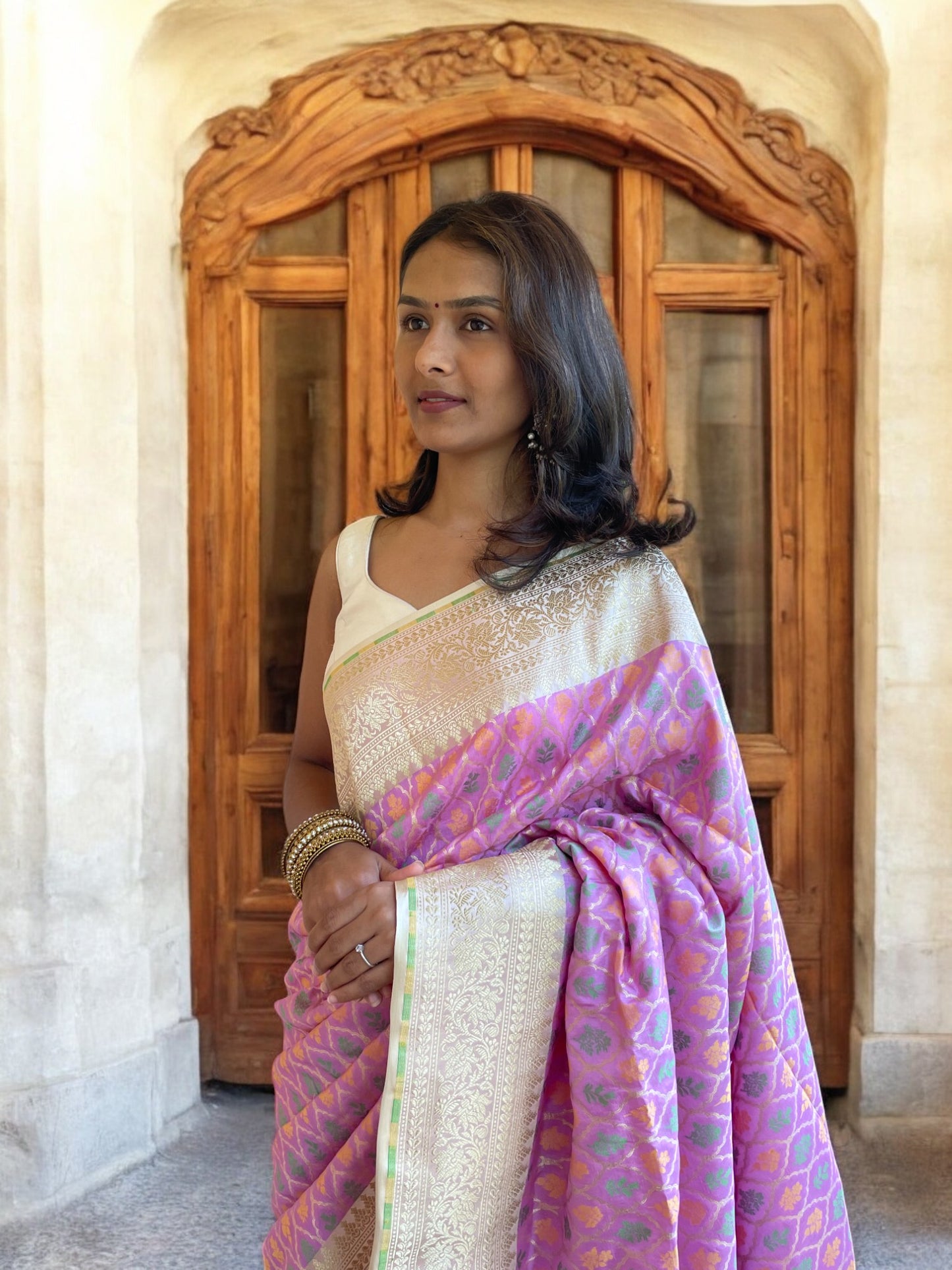 Lavender Meenakari Jangla Jaal