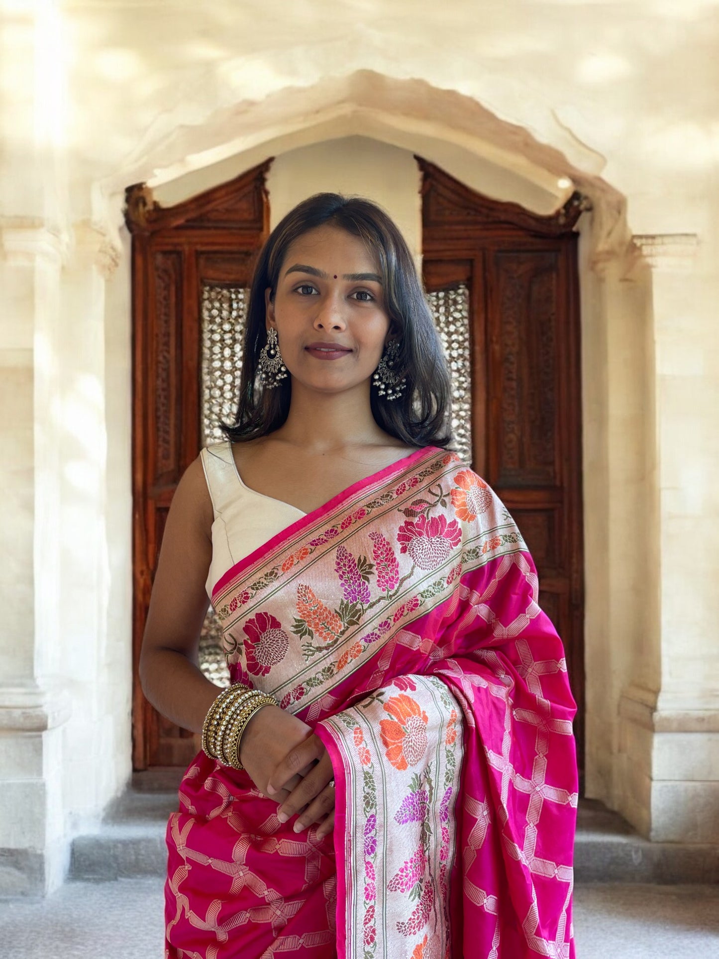 Rani Pink Geometrical Jaal