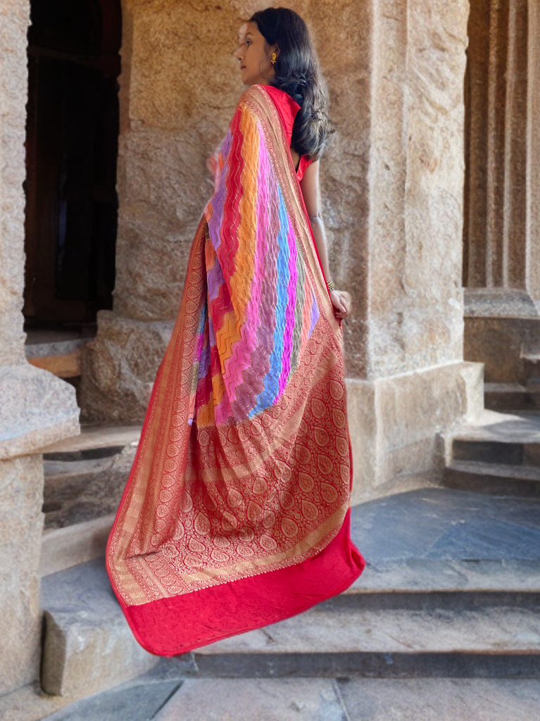 Handpainted Leheriya Banarasi Crepe