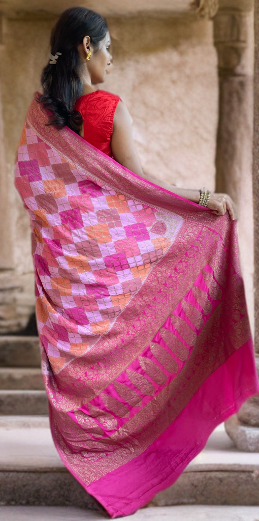 Gharchola Handpainted Floral Blush