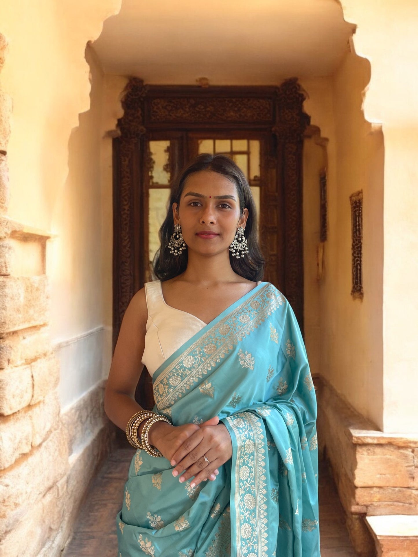 Sea Green Kalgi Mughal Floral Poise