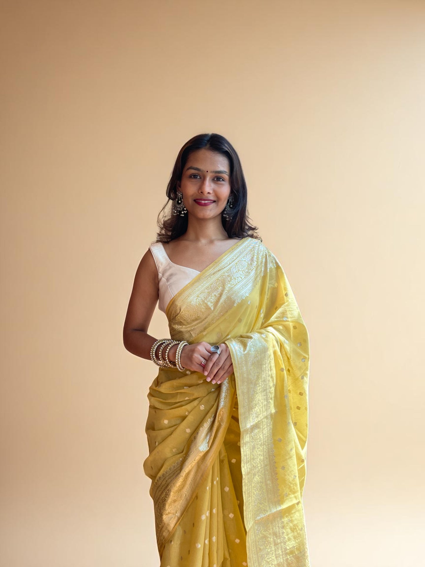 Mustard Glow Zari Veil