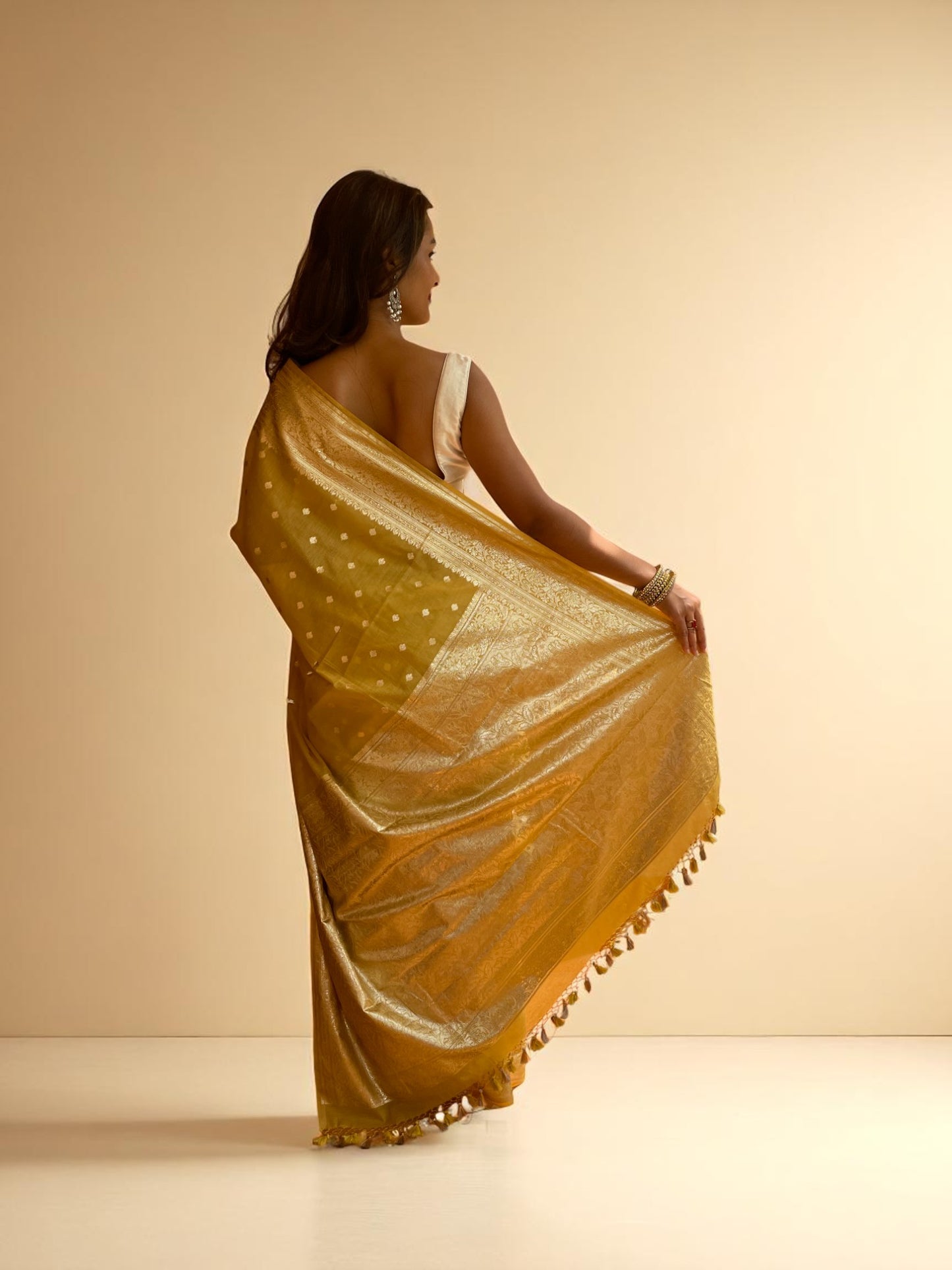 Mustard Glow Zari Veil