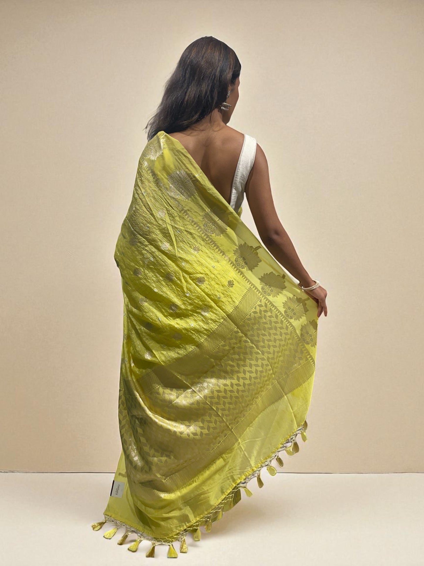 Sunlit Bloom Zari Drape