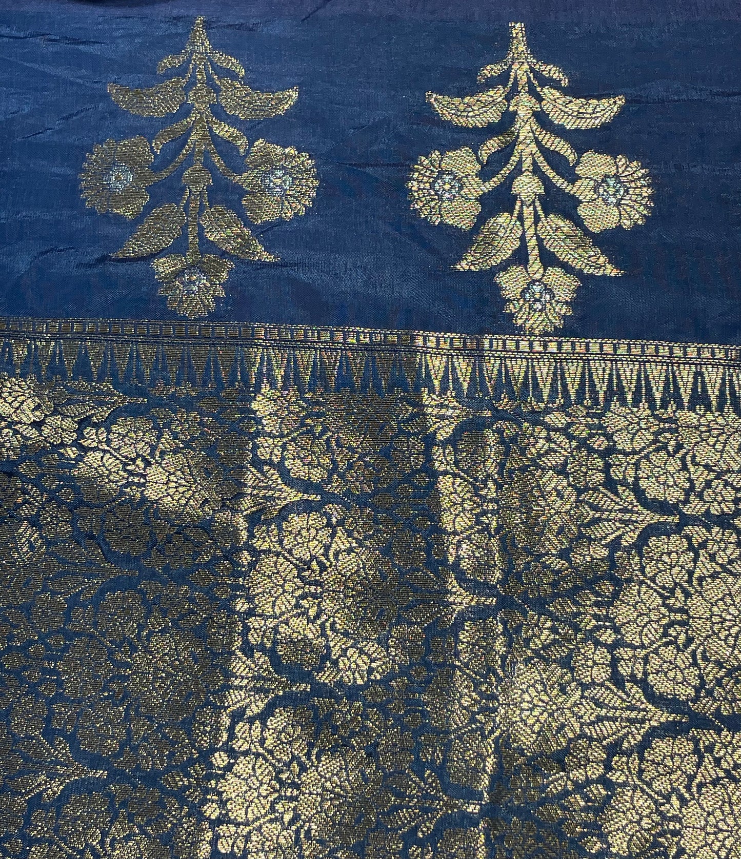 Midnight Bloom Zari Drape