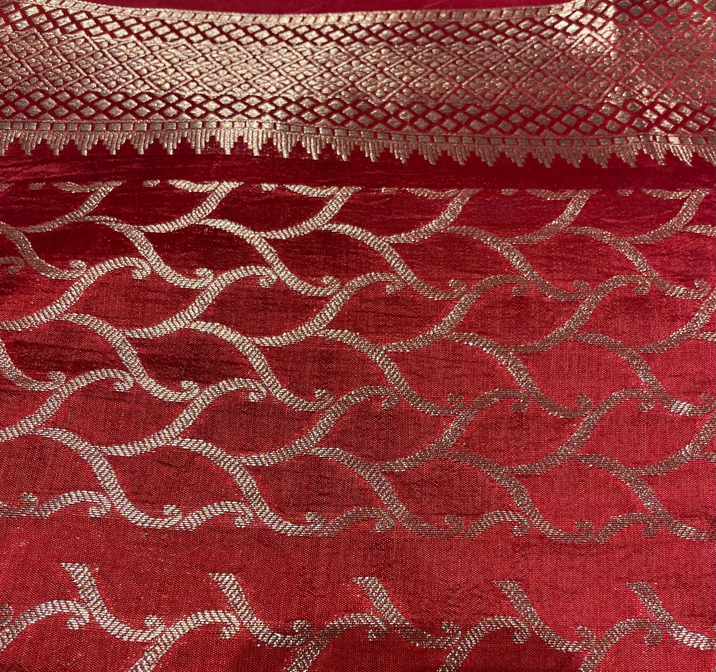 Crimson Glint Zari Weave