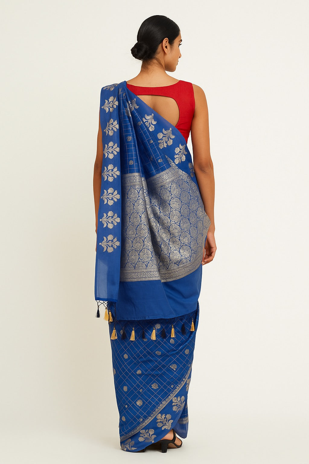 Midnight Bloom Zari Drape