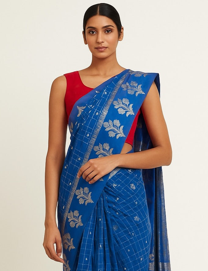 Midnight Bloom Zari Drape
