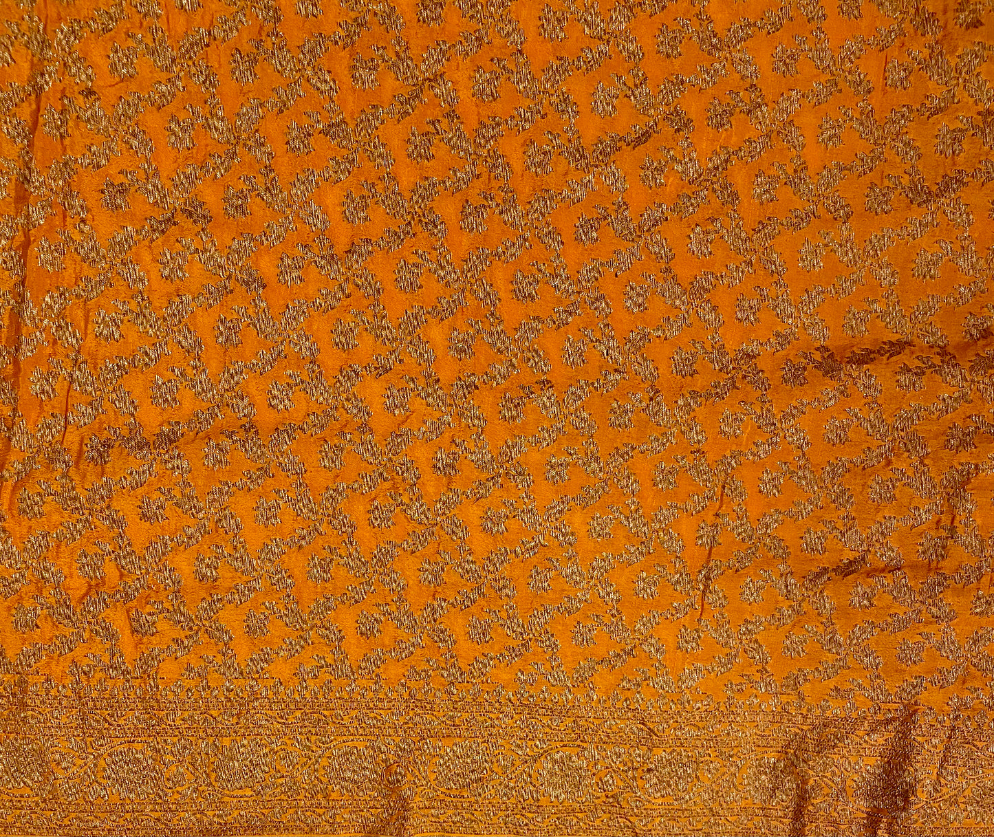 Antique Zari Orange Crepe