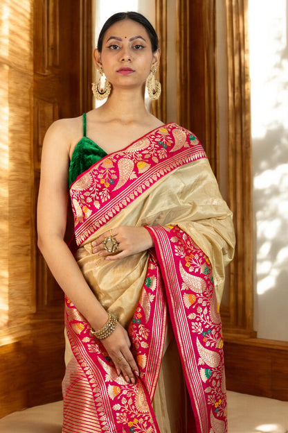 Golden gleam with Fuchsia Panch Meena
