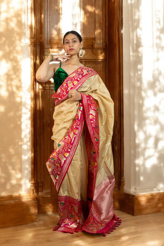 Golden gleam with Fuchsia Panch Meena