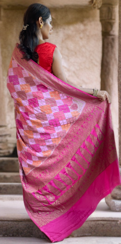 Gharchola Handpainted Floral Blush