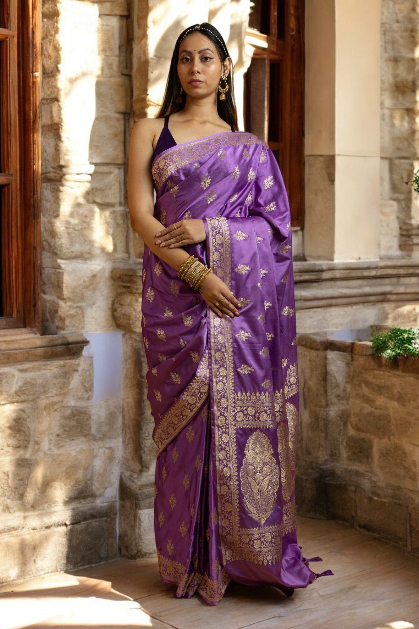 Purple Kalgi Mughal Floral Poise