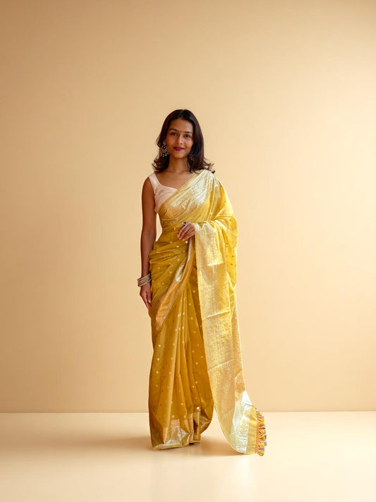Mustard Glow Zari Veil