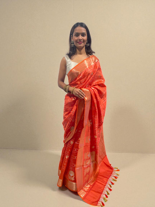 Saffron Glow Zari Weave