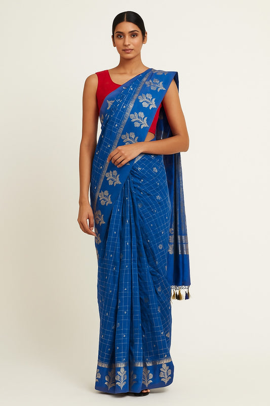 Midnight Bloom Zari Drape