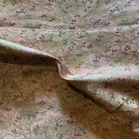 Banarasi Jacquard  Peach With Floral Zari Design Fabric