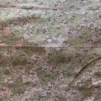 Banarasi Jacquard  Peach With Floral Zari Design Fabric